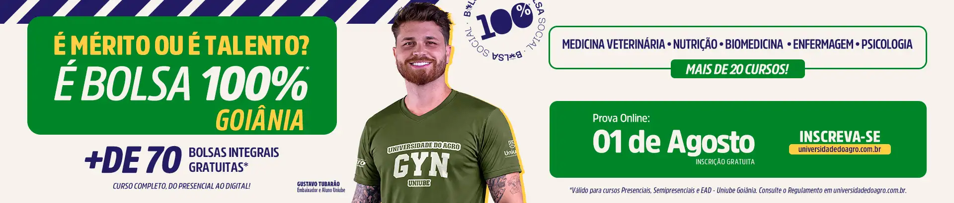 Increva-se no vestibular com bolsa de 100% para Goiânia